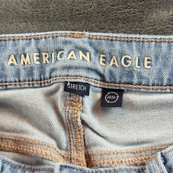 American Eagle Women's Jeans Super High Rise Baggy Wide Leg Size 4 S Distressed - Picture 2 of 11